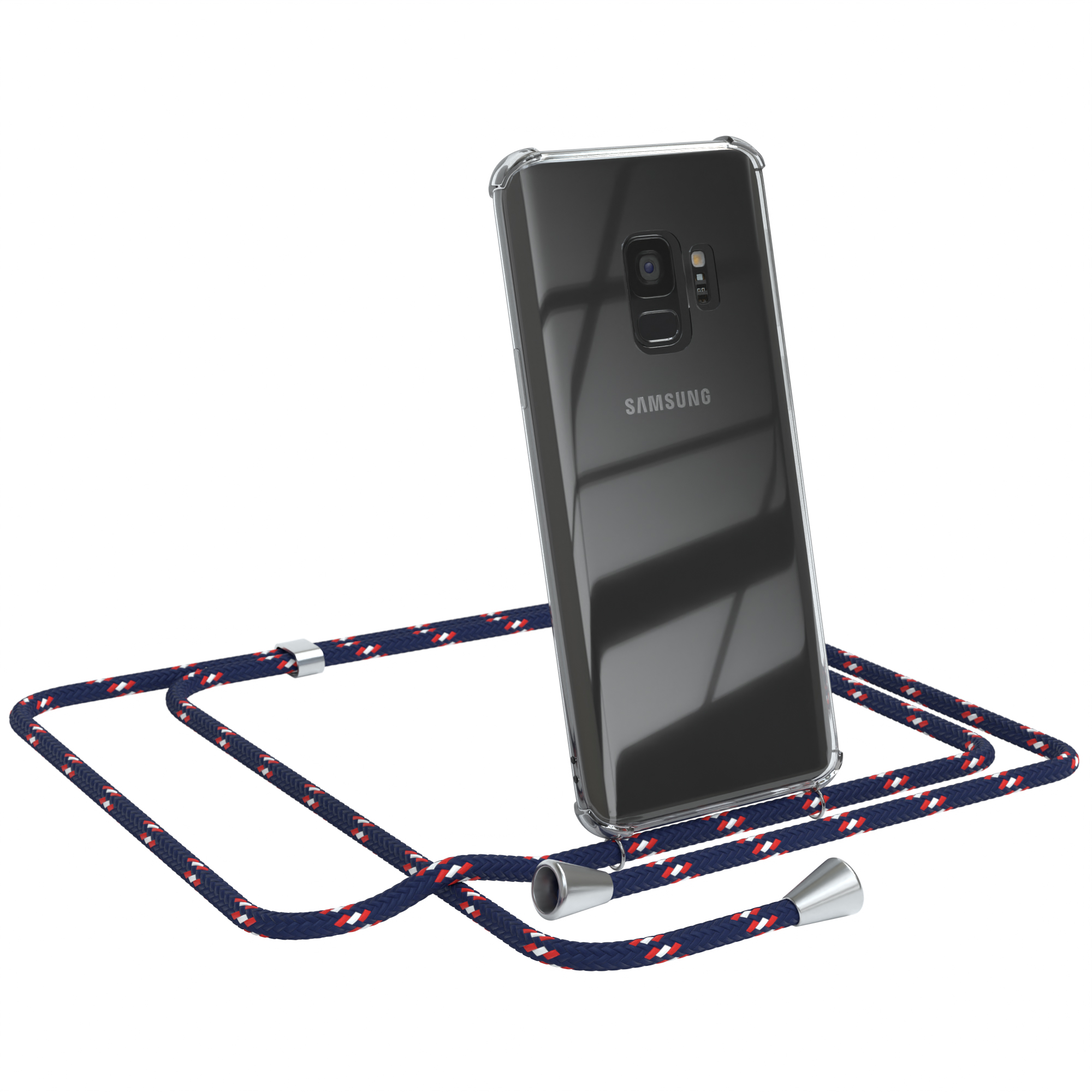 S9, Galaxy Umhängeband, Clips Silber Cover Clear Camouflage Umhängetasche, EAZY Blau / mit CASE Samsung,