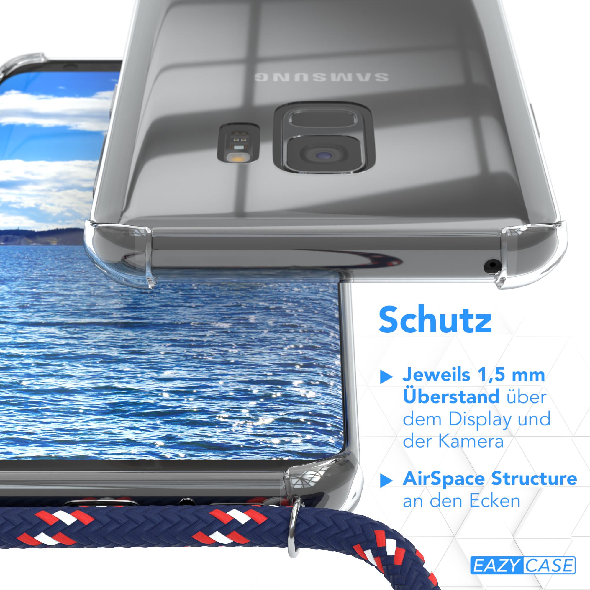 EAZY CASE Clear Cover mit S9, Camouflage Umhängeband, Blau Clips / Galaxy Umhängetasche, Samsung, Silber