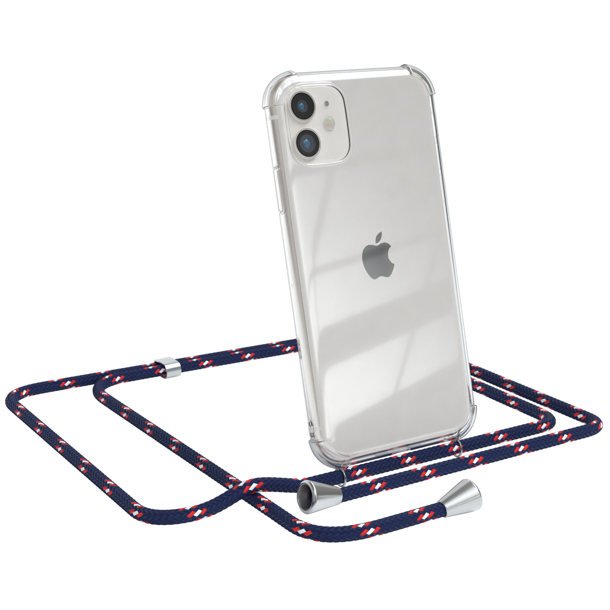 Camouflage iPhone mit Apple, EAZY Cover Clear / Silber 11, Umhängeband, Blau Umhängetasche, CASE Clips