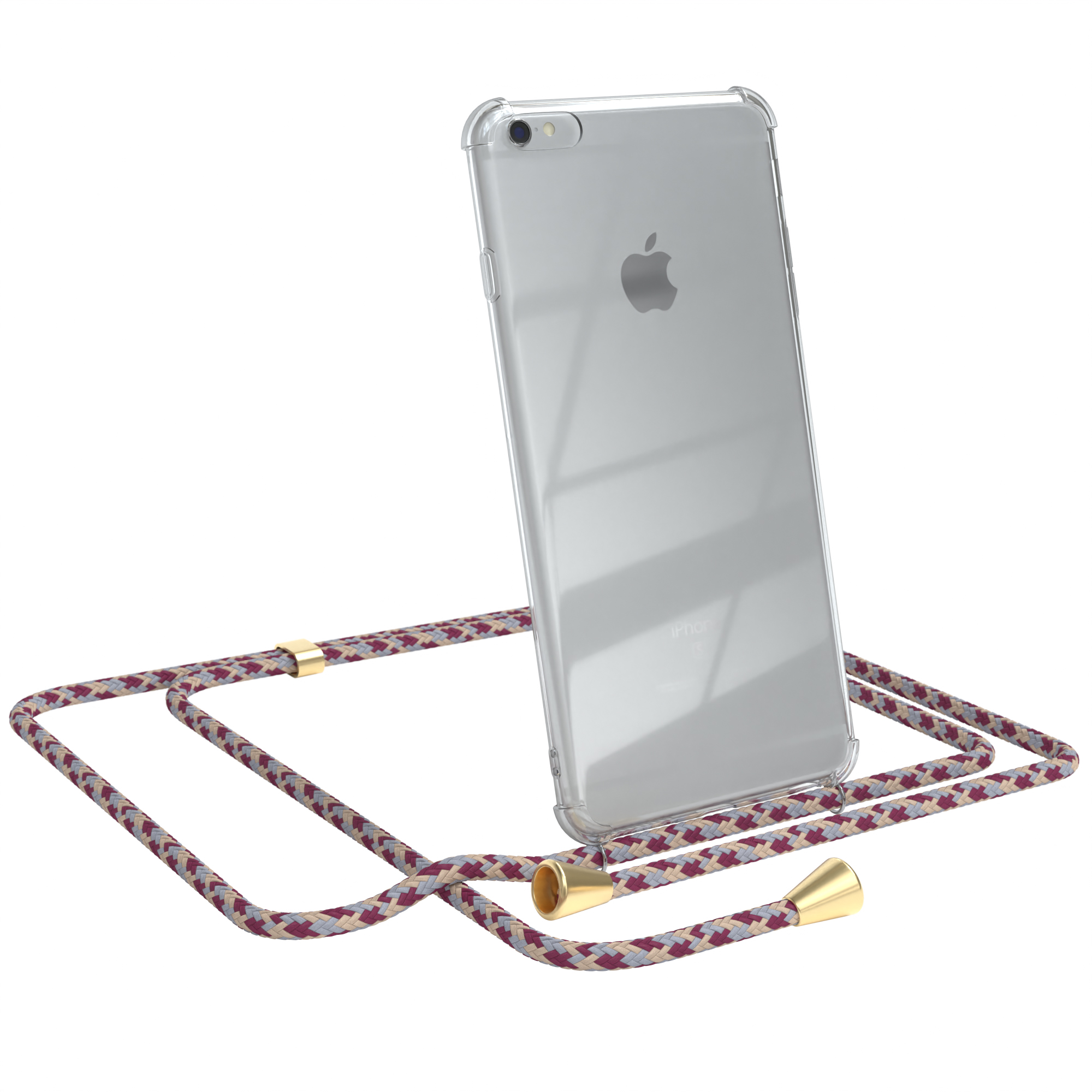 / / Clear Clips Umhängetasche, 6S mit Beige 6 CASE Cover Apple, Camouflage iPhone Plus, Gold EAZY Plus Umhängeband, Rot