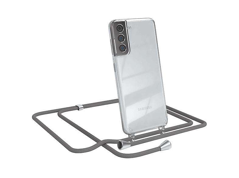 / Umhängeband, Clear CASE EAZY 5G, Clips S21 Samsung, Silber Cover mit Umhängetasche, Grau Galaxy