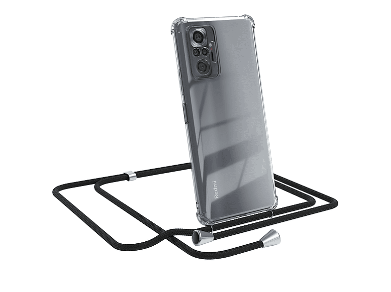 Cover Xiaomi, Note 10 Umhängeband, CASE / Clear Redmi Schwarz Umhängetasche, mit EAZY Pro, Silber Clips