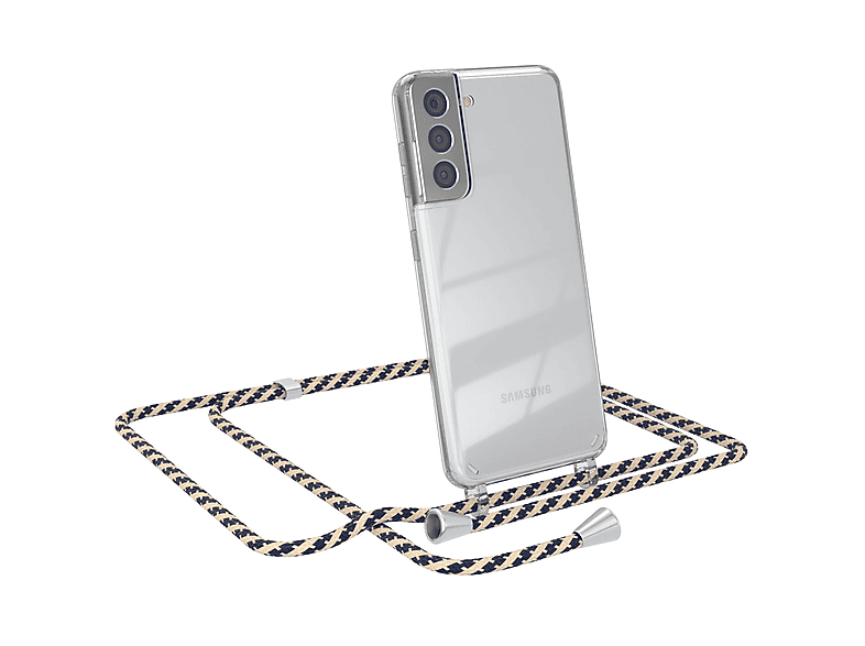 EAZY CASE Clear Cover mit Umhängetasche, Umhängeband, Galaxy S21 5G, Camouflage Taupe Samsung