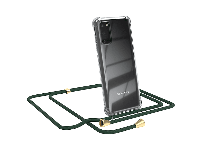 EAZY CASE Clear S20, Umhängetasche, Galaxy mit Umhängeband, Cover Grün Gold Samsung, Clips 