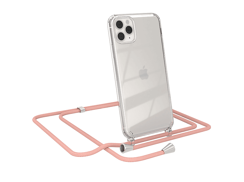 EAZY CASE Clear Cover mit Umhängeband, Umhängetasche, Apple, iPhone 11 Pro Max, Altrosa Uni | Handyketten