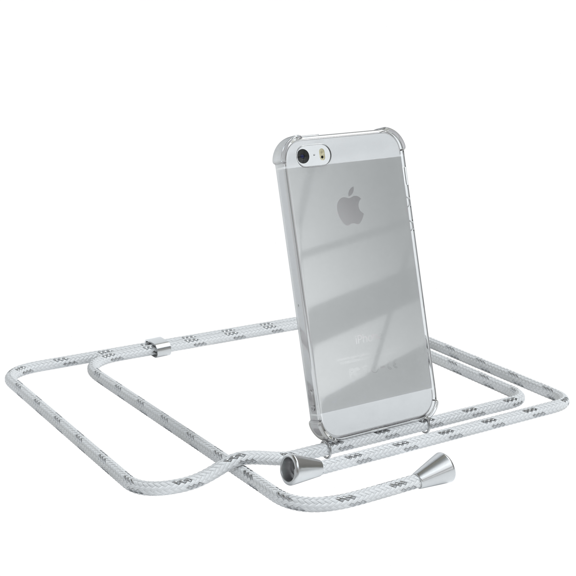 mit 2016, Apple, Weiß Umhängeband, Umhängetasche, / iPhone Clips Cover 5 iPhone SE / Silber 5S, EAZY CASE Clear
