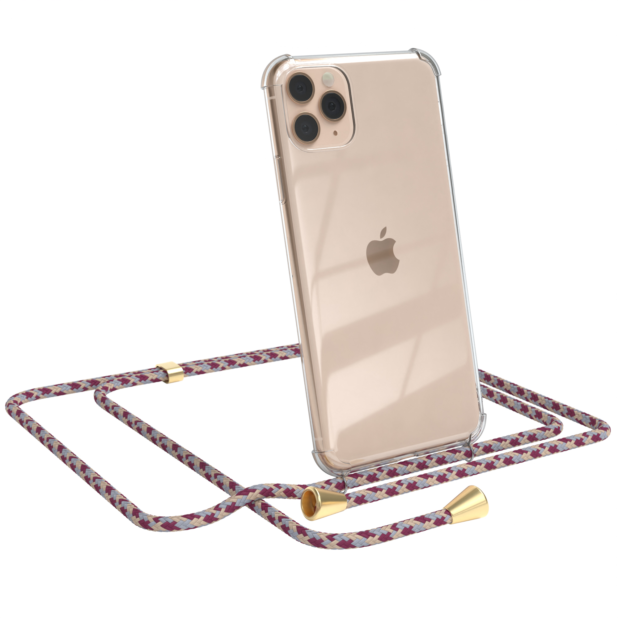 EAZY Pro Apple, Cover mit / Clear Umhängeband, 11 iPhone Max, Beige Umhängetasche, Rot Gold CASE Camouflage Clips