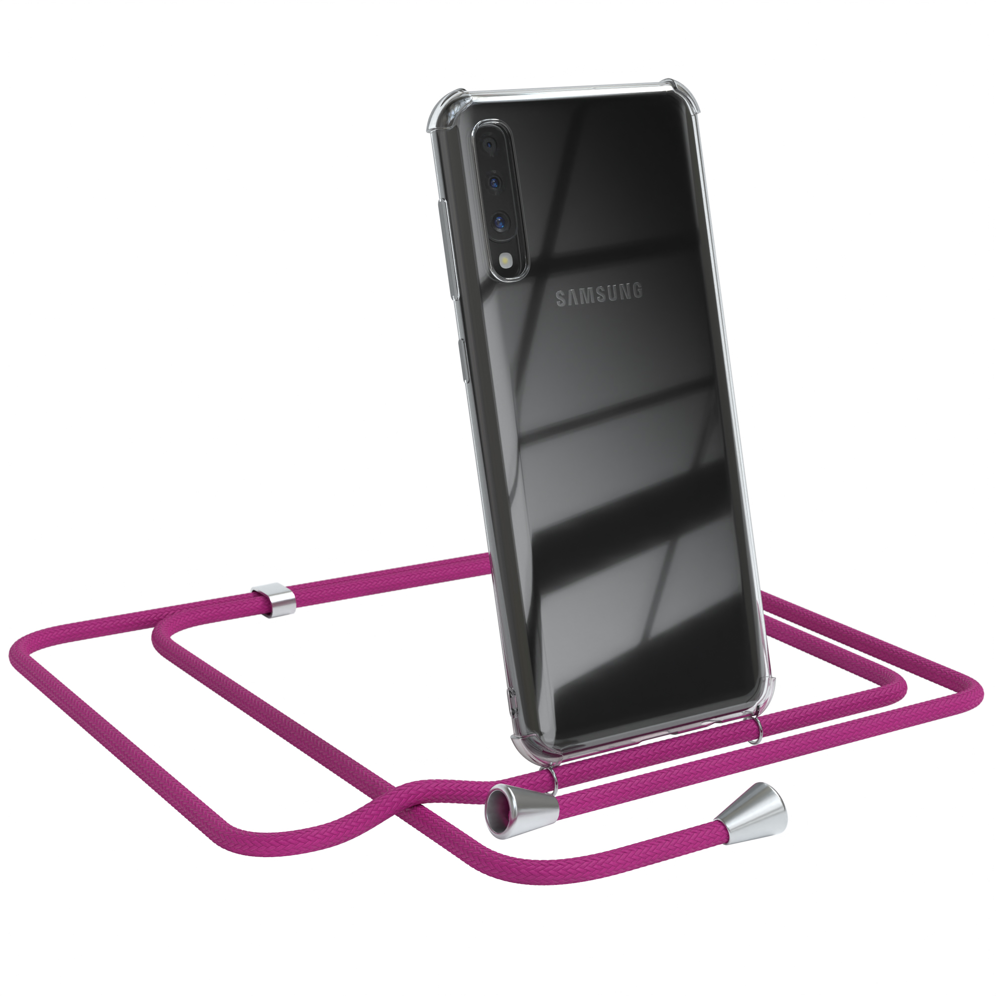 EAZY CASE Clear Cover / Galaxy A50 A30s, Umhängetasche, Clips Pink Silber Samsung, / A50s mit / Umhängeband