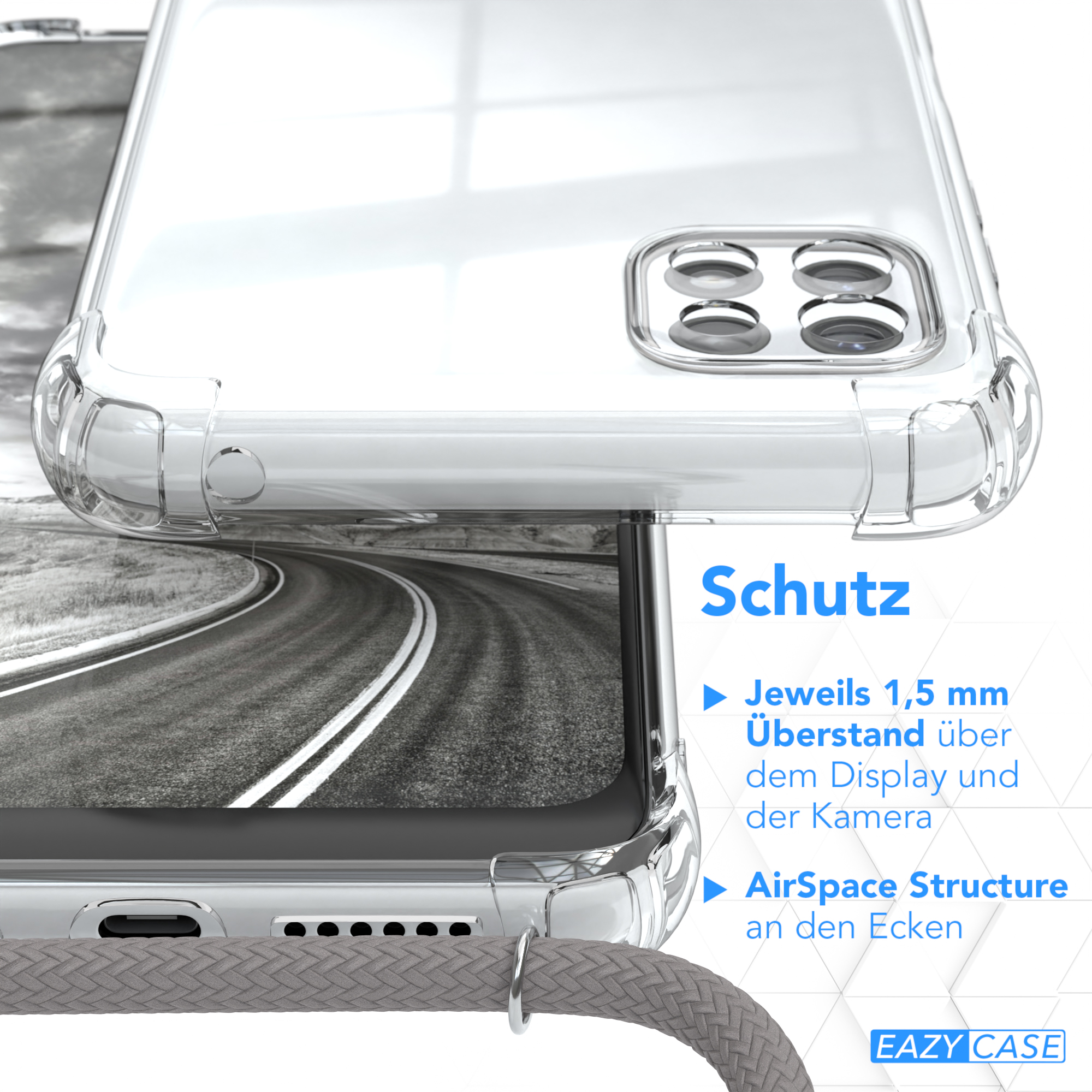Eine transparente Handyhülle mit malerischem Hintergrund, die Design und Schutz zeigt.