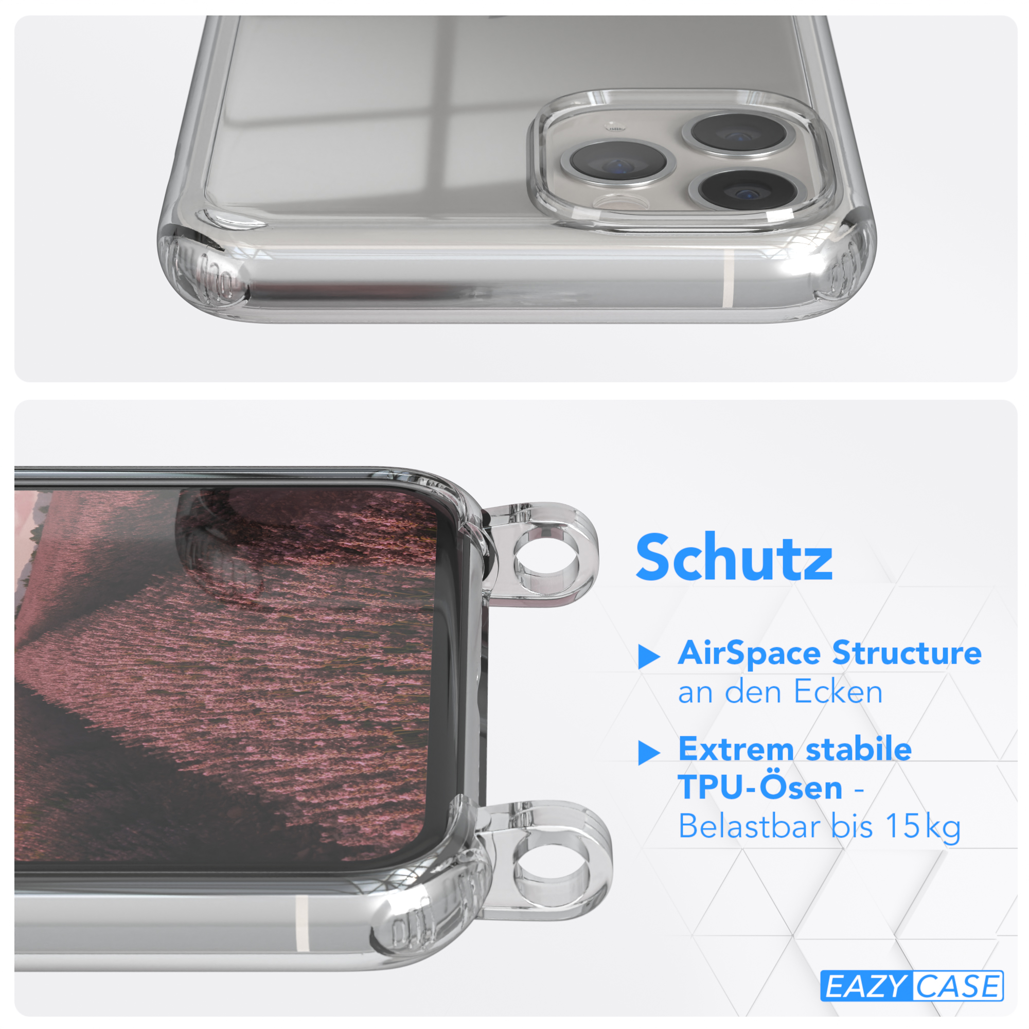 Altrosa Clear Uni Pro, Apple, CASE EAZY Umhängeband, Cover mit iPhone Umhängetasche, 11