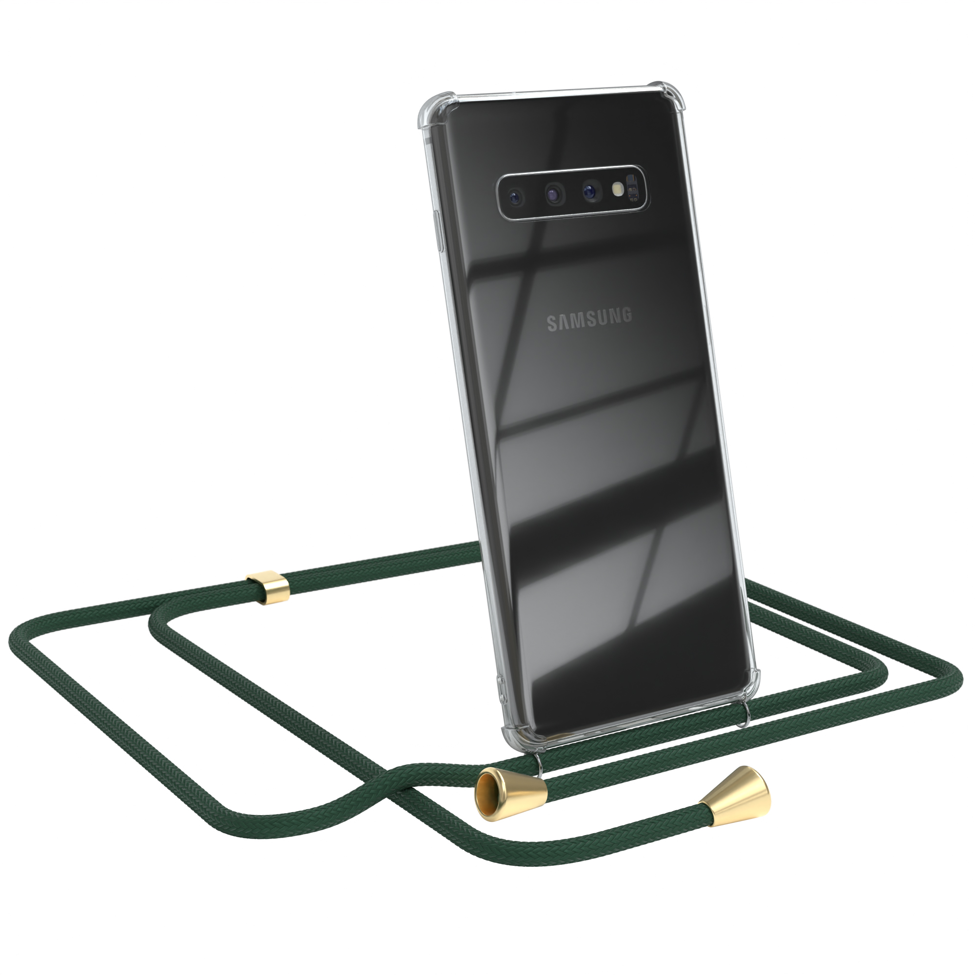 Umhängeband, S10 Cover EAZY Clips CASE Galaxy mit Grün Gold Plus, Clear / Samsung, Umhängetasche,