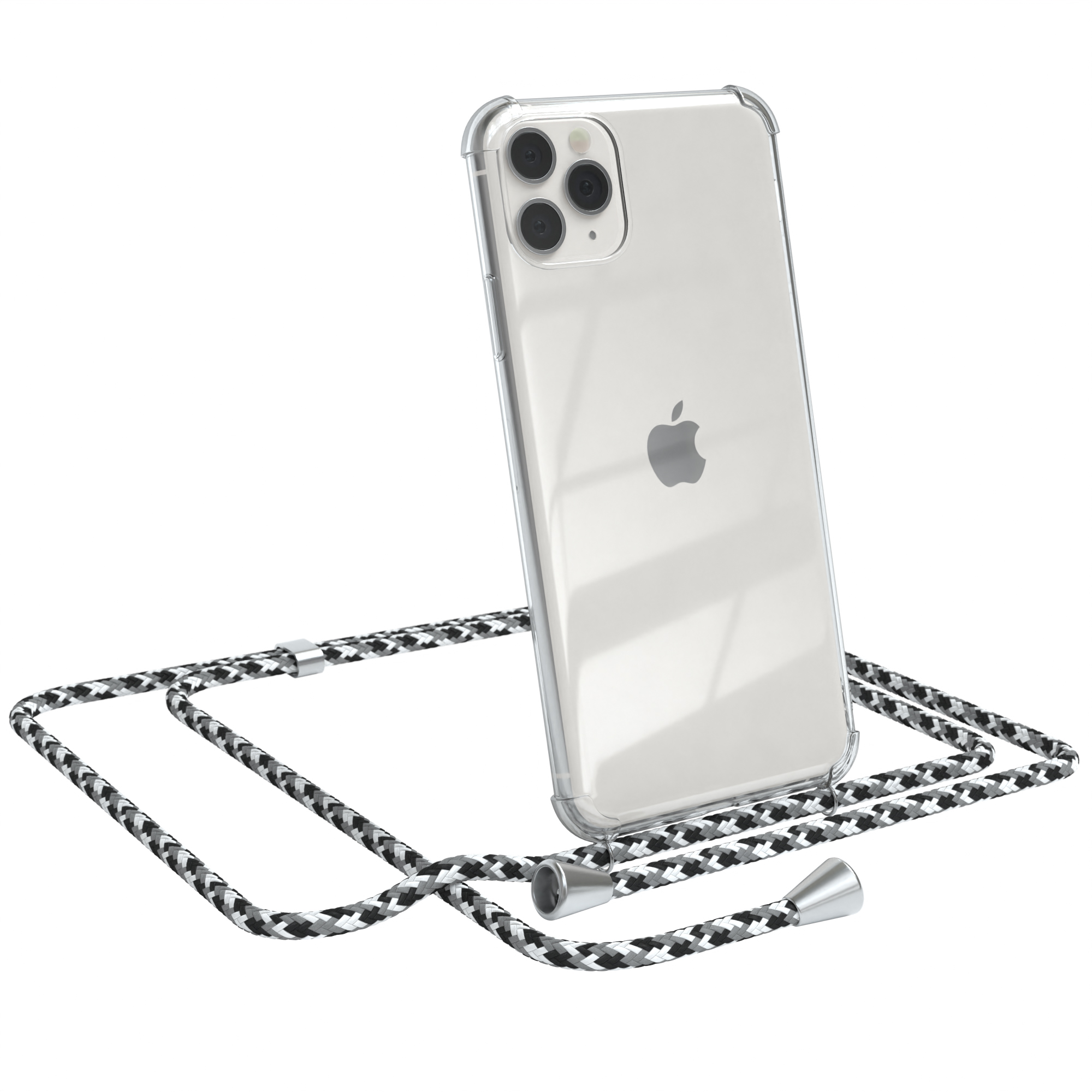Umhängeband, Silber Pro iPhone Apple, EAZY Cover mit 11 / Max, Camouflage Clear Umhängetasche, CASE Clips Schwarz