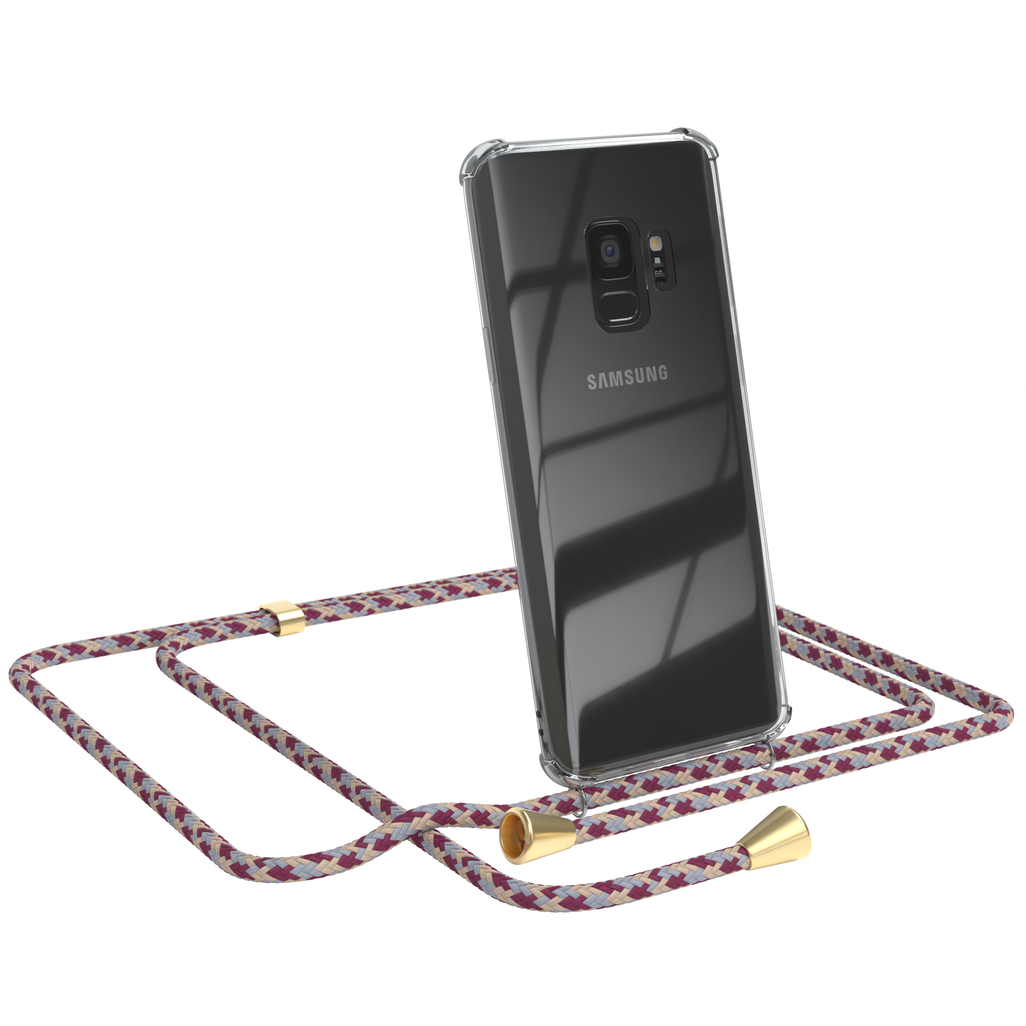 Rot Umhängetasche, Cover Samsung, CASE Beige Gold / Clear EAZY Clips Umhängeband, S9, Camouflage mit Galaxy