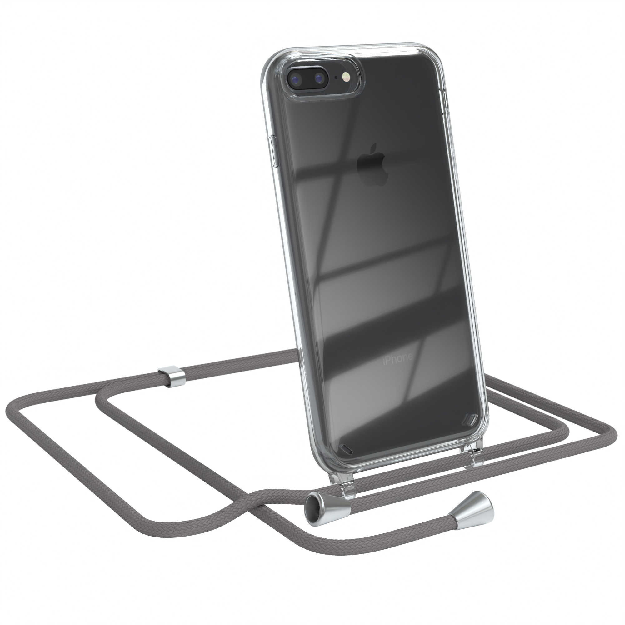 EAZY CASE Clear Silber / 8 Grau 7 Apple, mit Cover / Plus Umhängetasche, iPhone Umhängeband, Plus, Clips