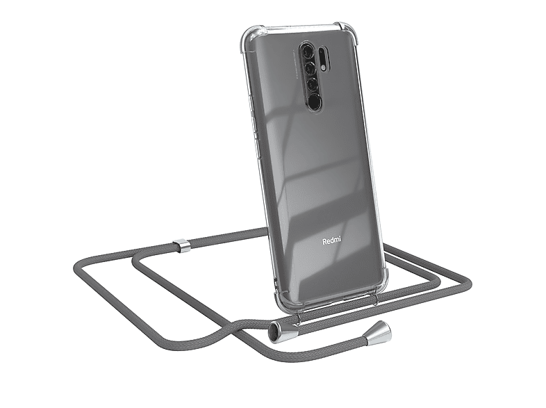 EAZY CASE Clear Redmi Silber Xiaomi, / Umhängeband, Umhängetasche, mit Clips Grau 9 Prime, Cover / 9 Redmi