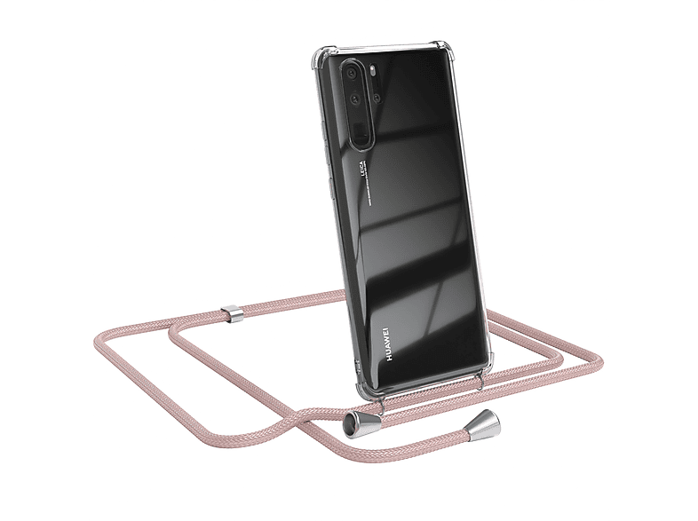 EAZY CASE Clear Pro, P30 Huawei, Clips Umhängetasche, / Silber Rosé Umhängeband, mit Cover