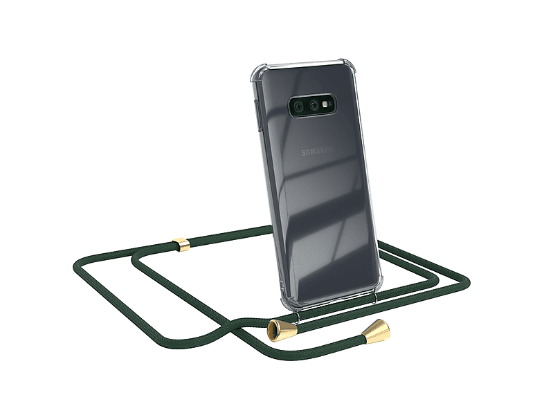 EAZY CASE Clear Cover / Clips Gold Grün mit Umhängeband, Samsung, S10e, Galaxy Umhängetasche