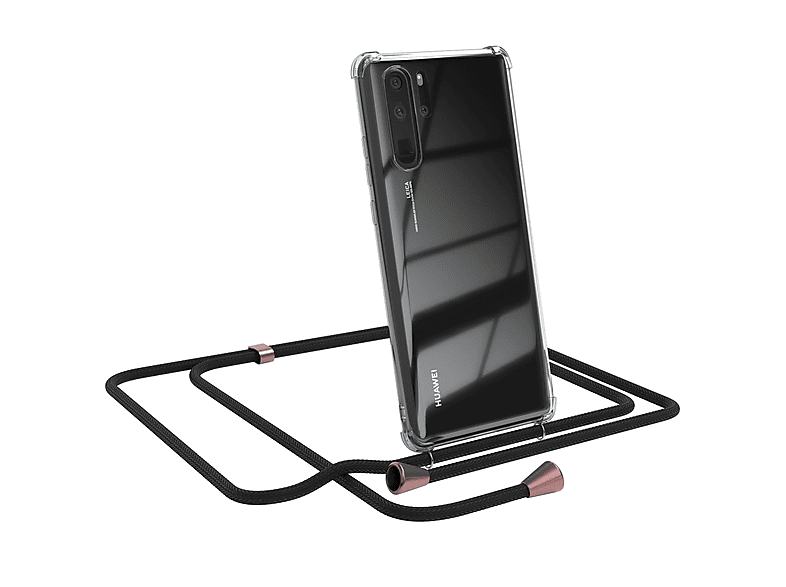 EAZY CASE Clear Cover mit Huawei, Umhängetasche, P30 Pro, Clips Rosé / Umhängeband, Schwarz