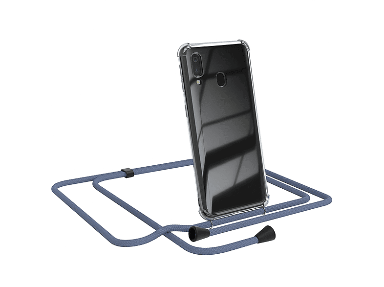 EAZY CASE Clear Cover mit Umhängeband, Umhängetasche, Samsung, Galaxy A40, Blau
