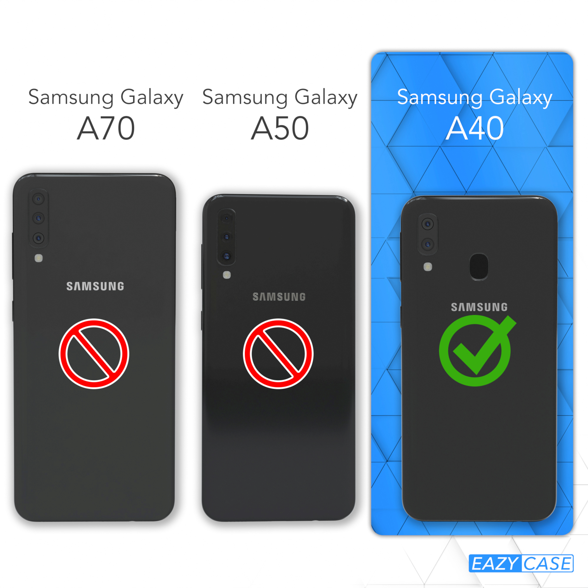 Galaxy Umhängeband, Cover CASE Clear mit Samsung, EAZY A40, Umhängetasche, Blau