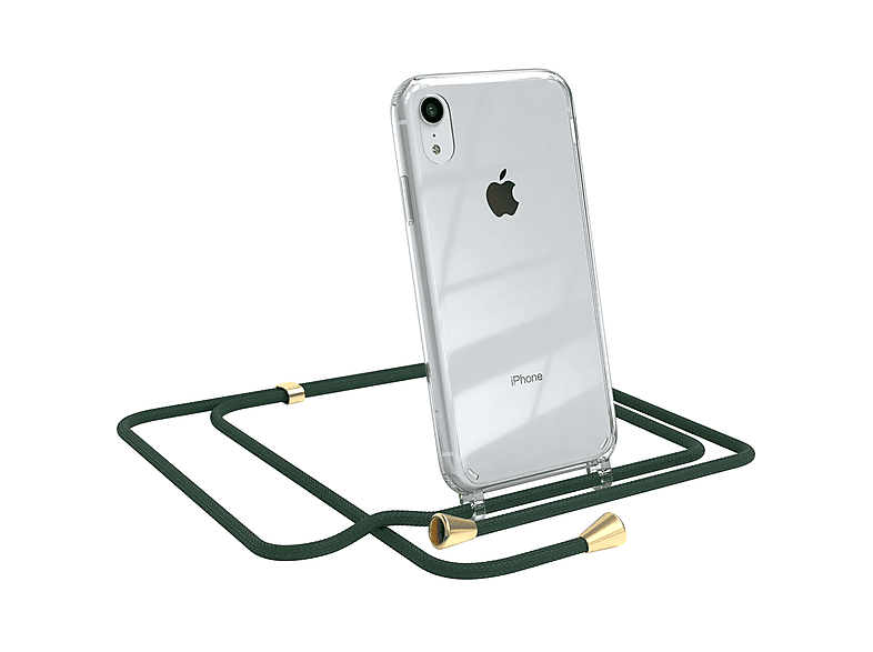 Grün Cover / Umhängeband, XR, Umhängetasche, Apple, mit Gold Clear EAZY Clips CASE iPhone