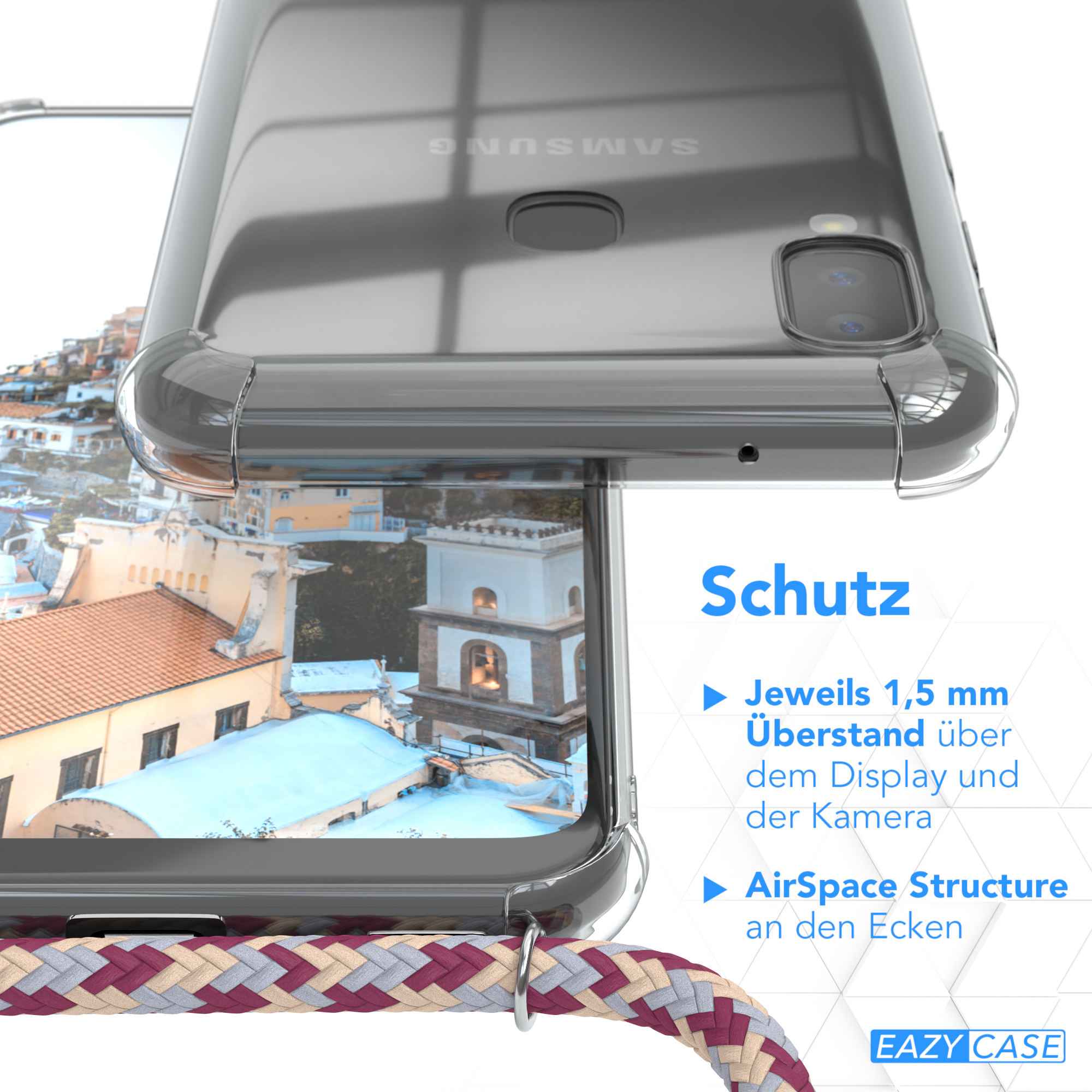 Nahaufnahme einer Handyhülle, die Schutzdetails zeigt.
