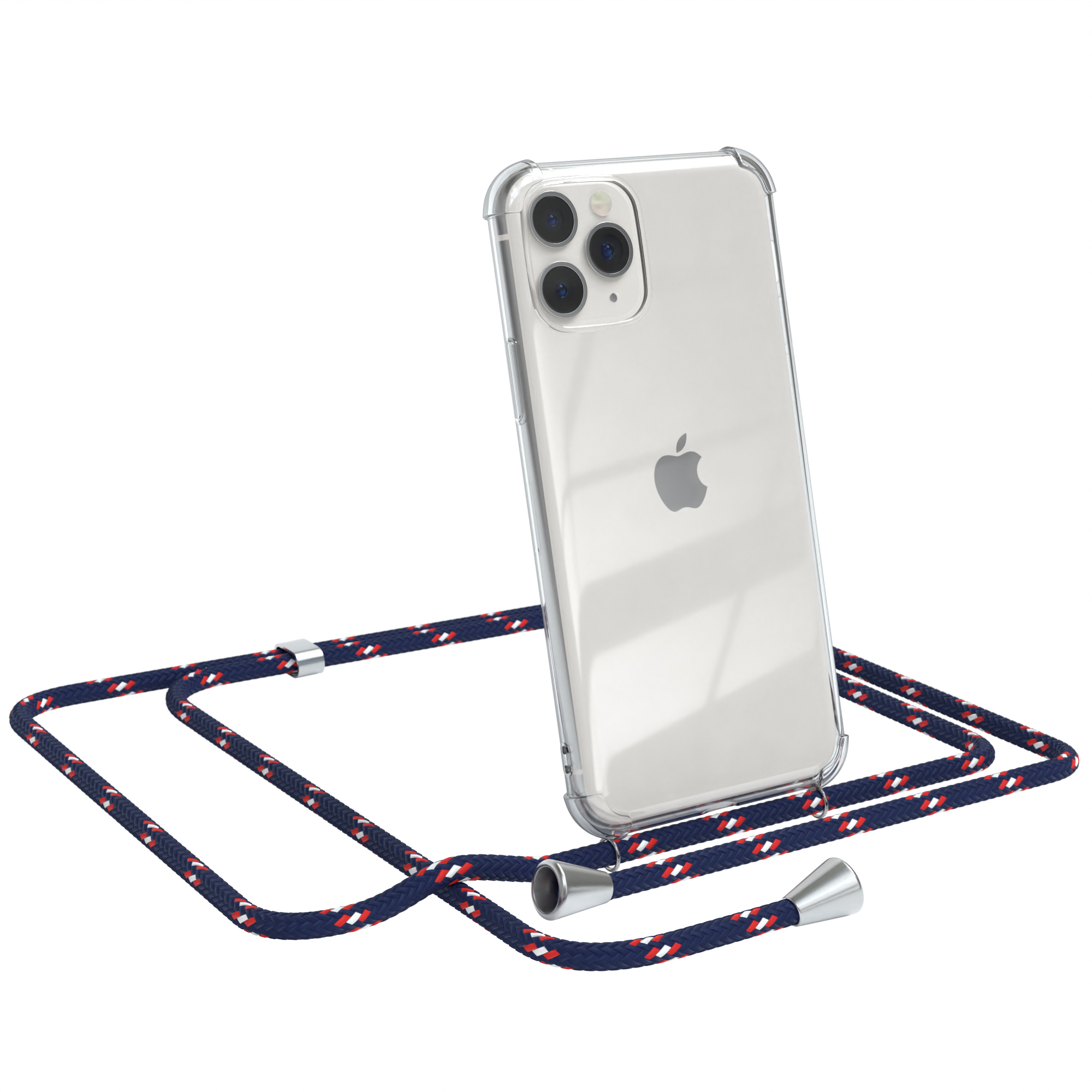 mit Silber EAZY Clear iPhone Umhängetasche, Cover Blau Umhängeband, Apple, CASE / 11 Pro, Clips Camouflage