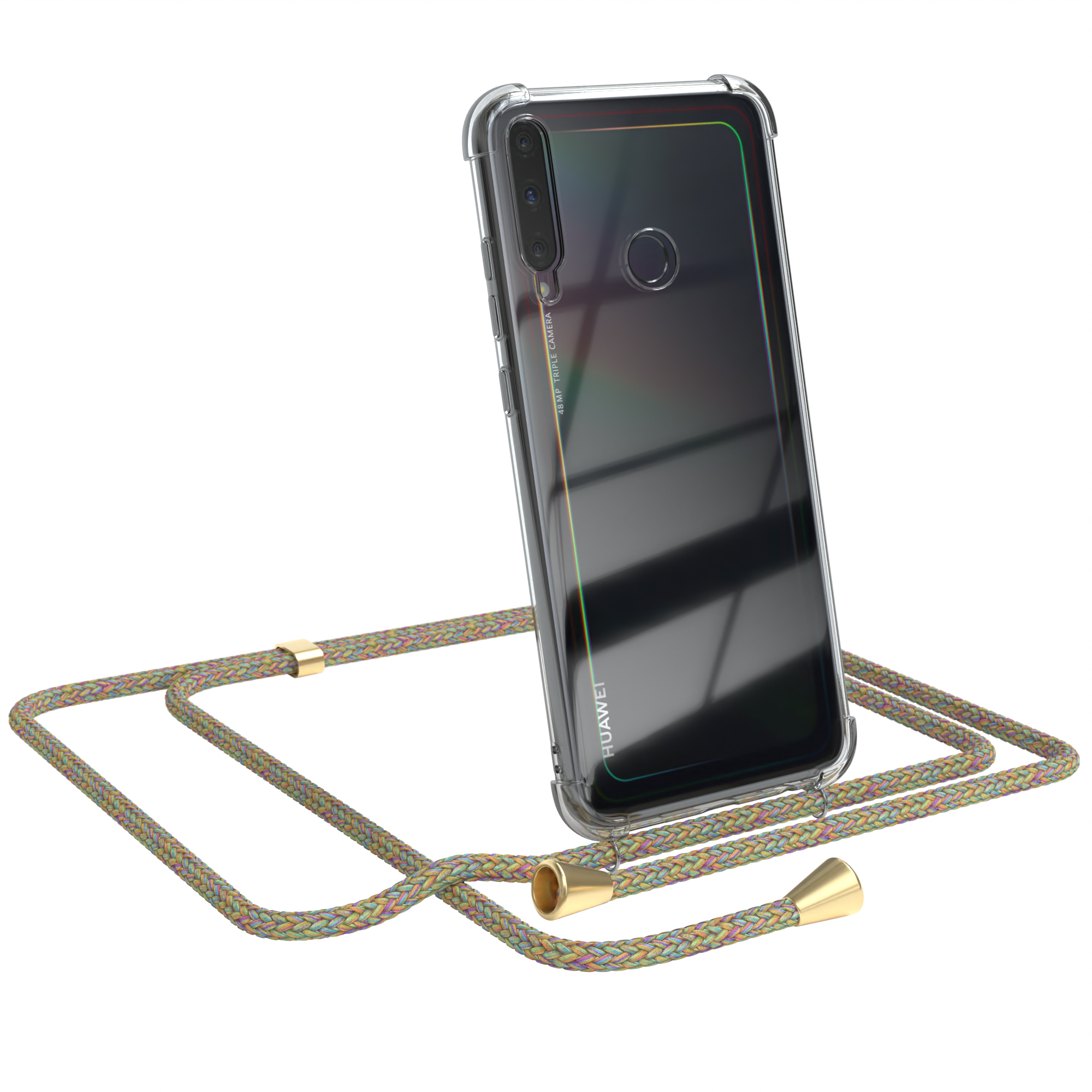 CASE mit Umhängeband, Lite / Bunt P40 Huawei, E, EAZY Clips Cover Clear Umhängetasche, Gold