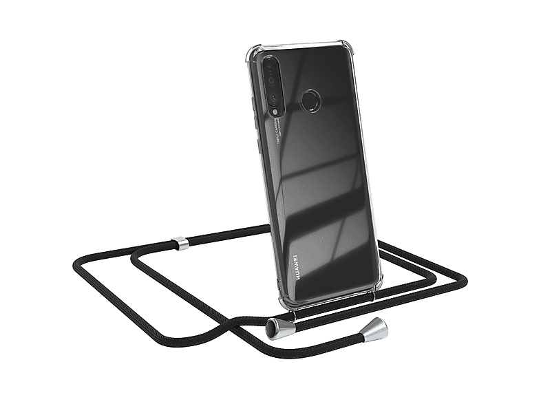 EAZY CASE Clear Cover P30 Lite, Silber Schwarz Umhängetasche, / Huawei, mit Clips Umhängeband