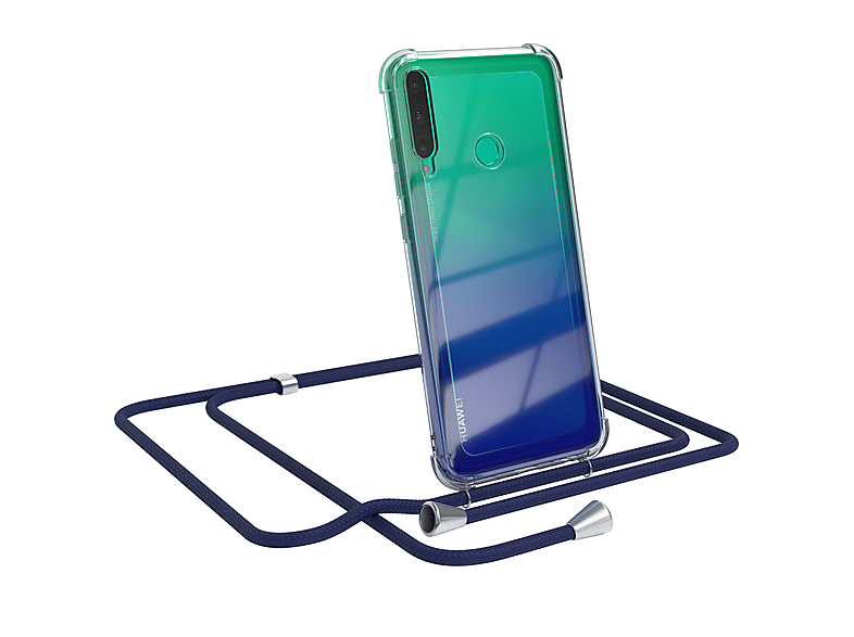 EAZY CASE Clear Cover Clips mit Blau Umhängeband, E, / Huawei, Lite P40 Silber Umhängetasche