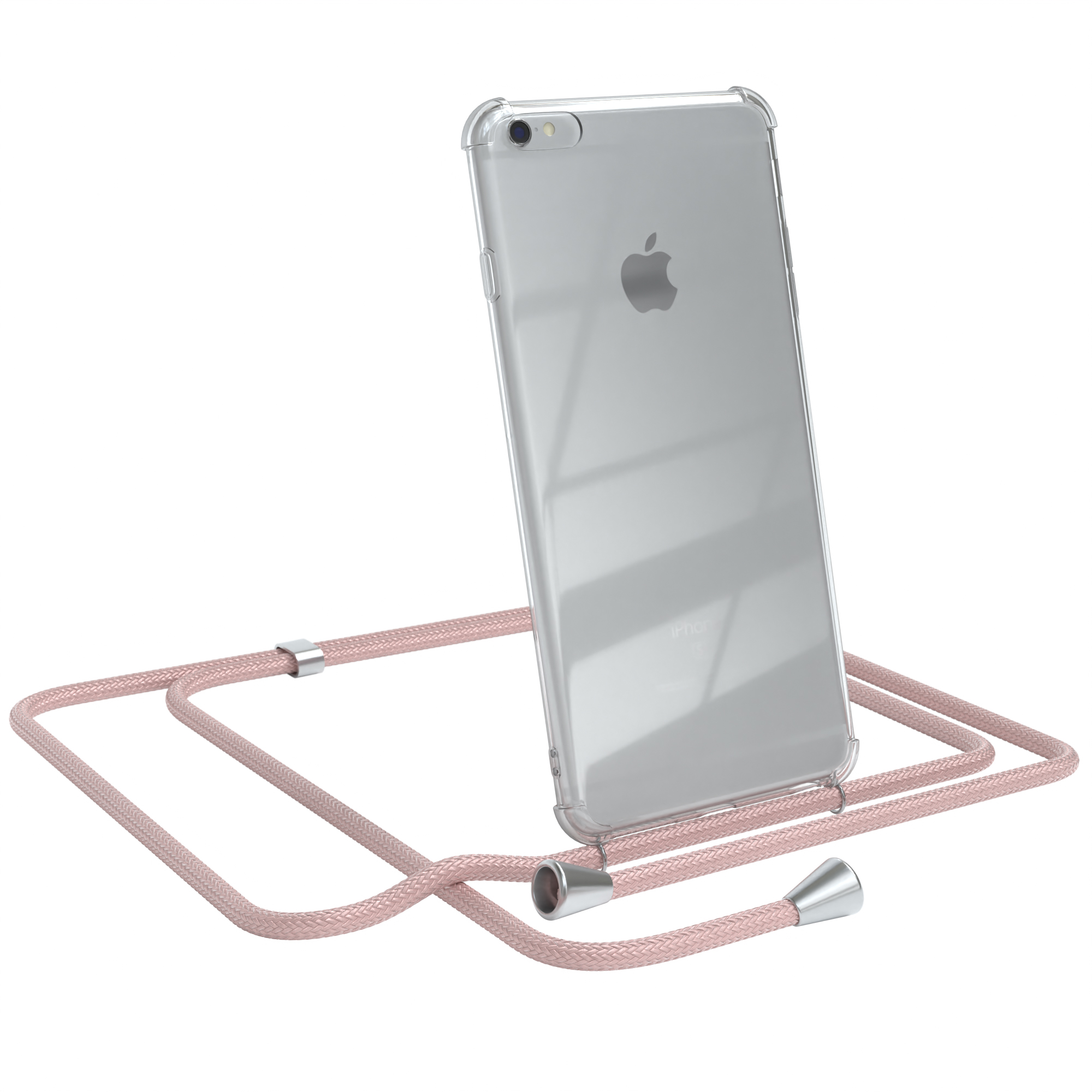 Clear Apple, CASE Plus Clips EAZY Rosé / mit Umhängeband, Plus, / 6S Umhängetasche, Silber Cover 6 iPhone