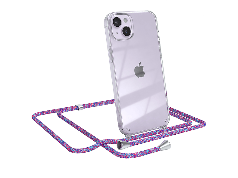 14 Umhängetasche, Lila Clear CASE mit Silber / iPhone Cover Clips Plus, Apple, Umhängeband, EAZY