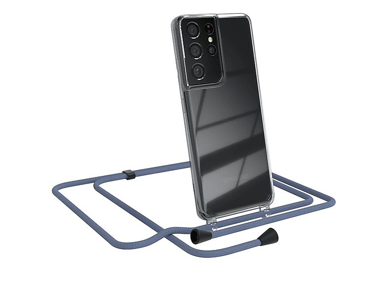 EAZY CASE Clear Cover mit 5G, Umhängeband, Ultra S21 Umhängetasche, Galaxy Blau Samsung
