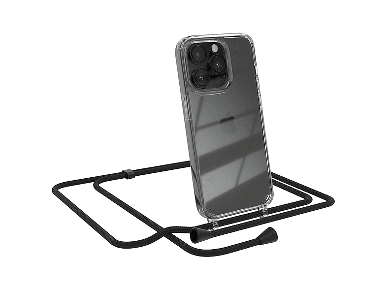 mit Cover Apple, EAZY Schwarz Umhängeband, Umhängetasche, CASE Pro, iPhone 14 Clear