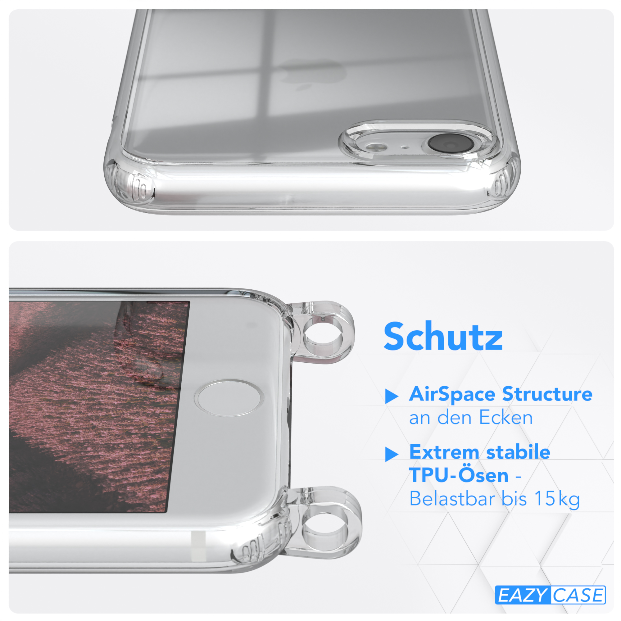 EAZY CASE Clear Cover Uni SE mit SE Altrosa 7 Umhängetasche, iPhone Apple, iPhone / Umhängeband, / 2022 2020, 8