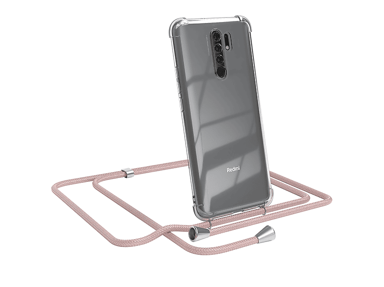 CASE / Cover mit 9 Xiaomi, / Redmi Umhängeband, Rosé EAZY Clips Umhängetasche, Prime, 9 Clear Redmi Silber