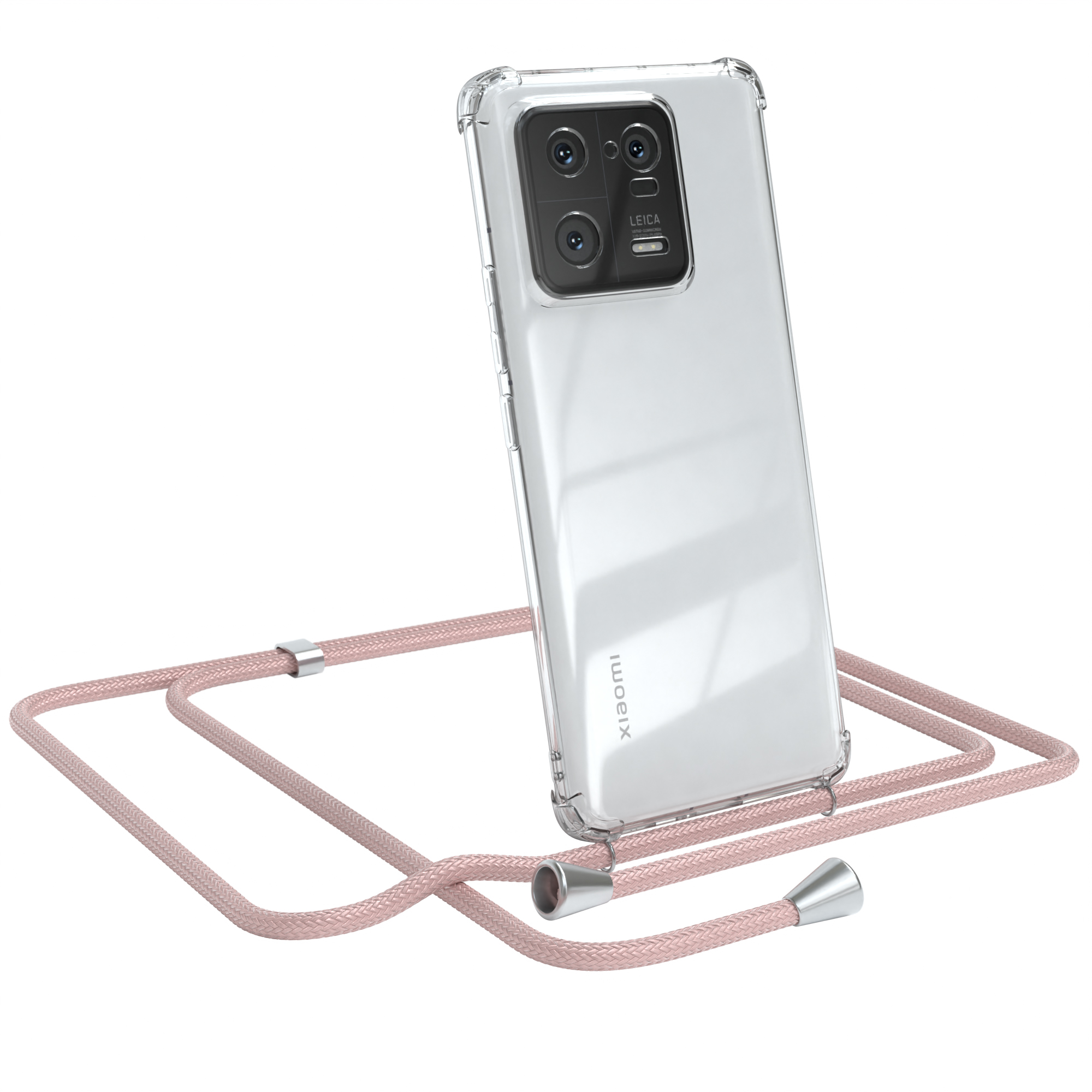 Rosé Umhängetasche, Pro, Silber Cover mit / CASE Umhängeband, Xiaomi, Clear 13 Clips EAZY