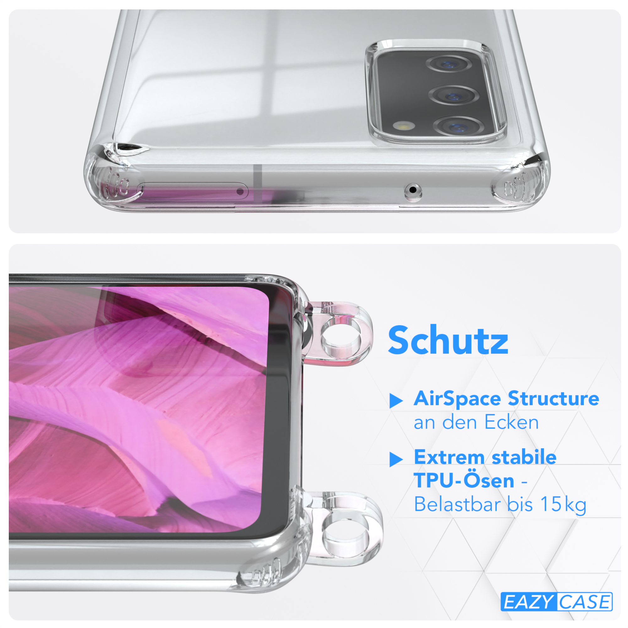 Umhängeband, Samsung, Clips CASE Silber FE Cover S20 mit / S20 Clear Umhängetasche, FE / EAZY Galaxy Pink 5G,