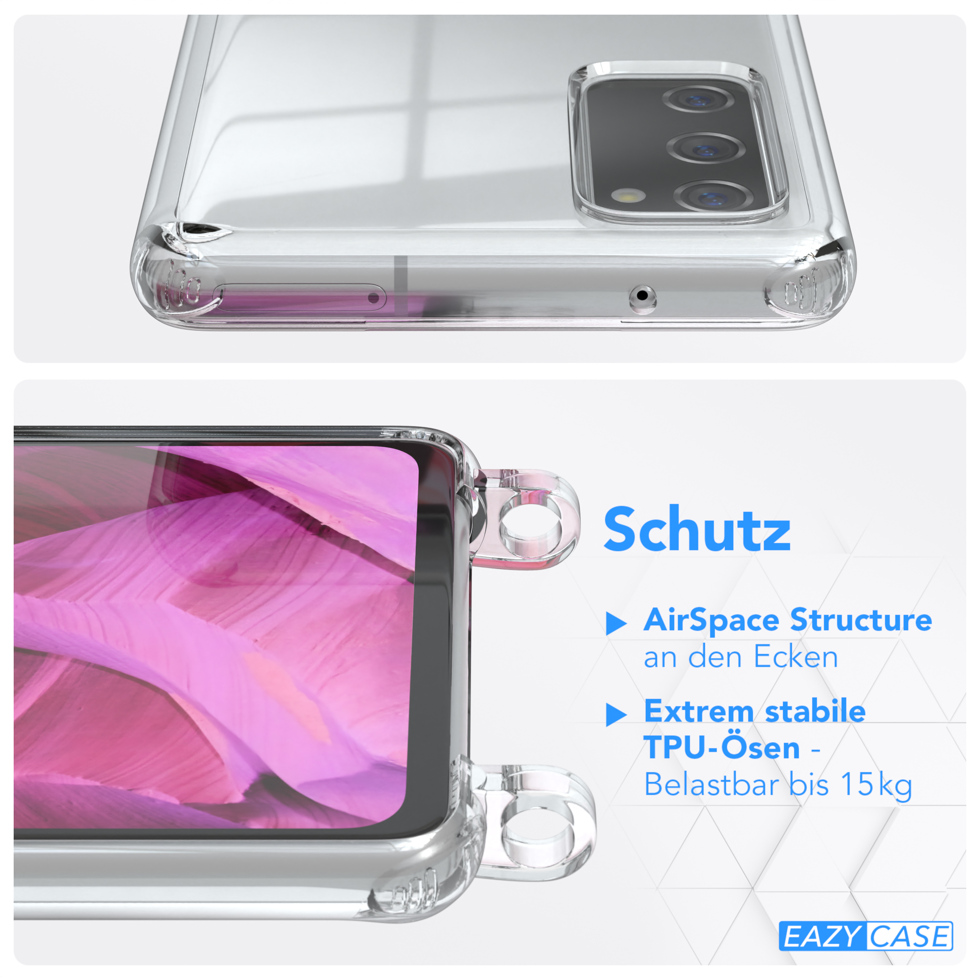 Eine transparente Handyhülle mit Nahaufnahme, detailliertes Telefon.