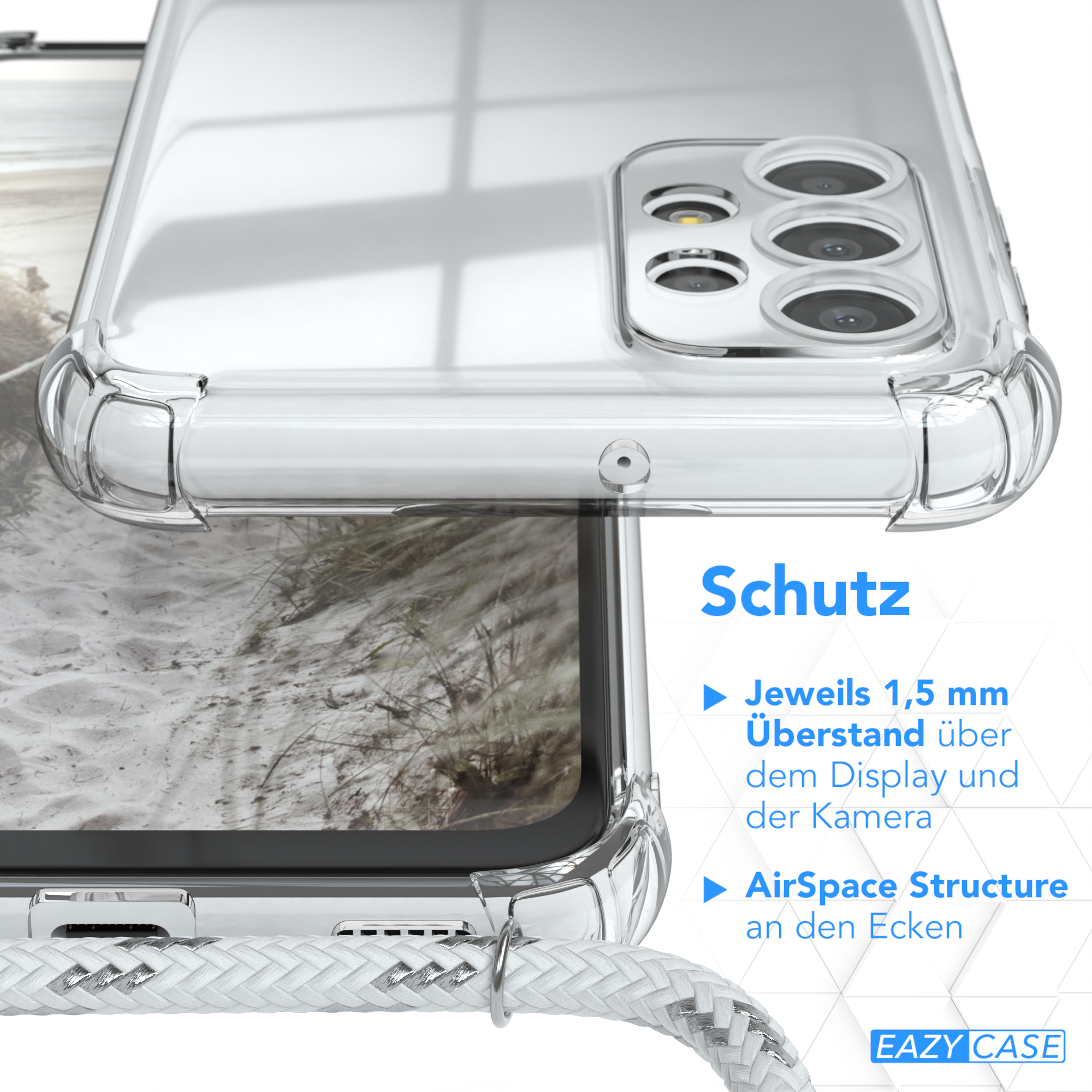 Weiß EAZY / Clips mit Umhängeband, Samsung, Umhängetasche, CASE Clear Galaxy Cover 5G, Silber A23