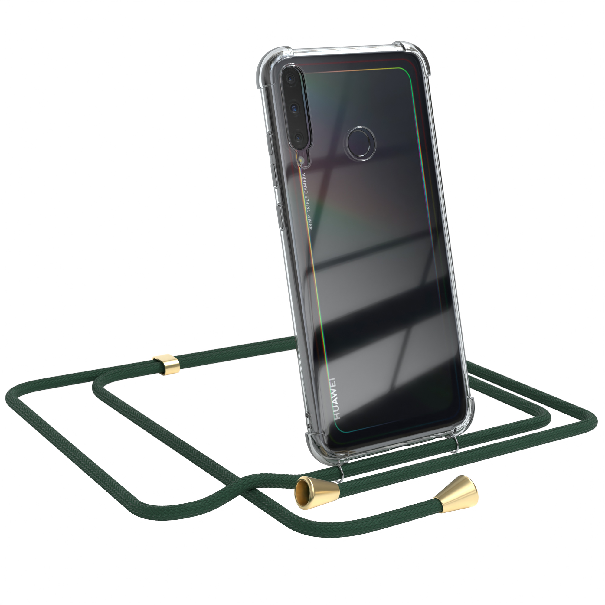 EAZY CASE Clear Huawei, mit Grün Umhängeband, Lite Clips E, Cover Gold P40 / Umhängetasche