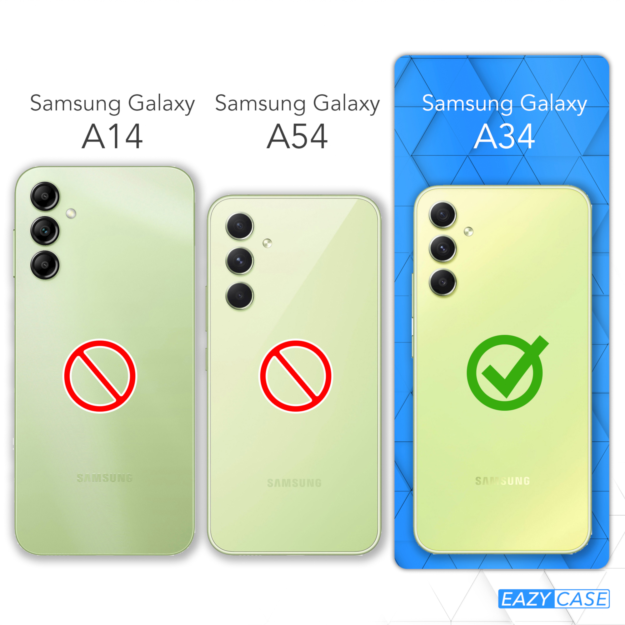 EAZY CASE Clear Samsung, Weiß Umhängeband, Umhängetasche, Galaxy mit Grün Cover A34