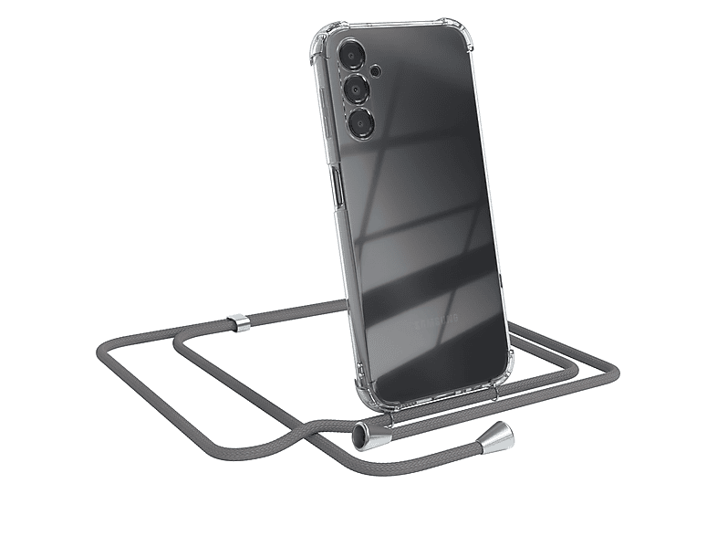 Galaxy CASE Umhängeband, Umhängetasche, / Clips Grau Cover EAZY mit Samsung, A14 Clear 5G, Silber
