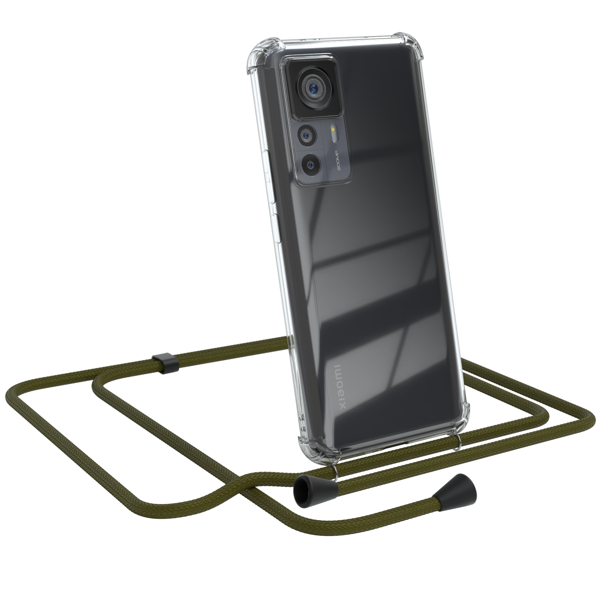 Grün Xiaomi, Olive CASE mit / Clear Cover Pro, 12T Umhängetasche, 12T EAZY Umhängeband,