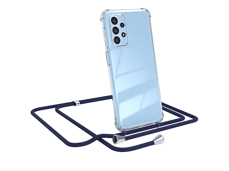 EAZY CASE Clear Cover mit Samsung, A23 Umhängeband, Clips Galaxy Blau Umhängetasche, / 5G, Silber