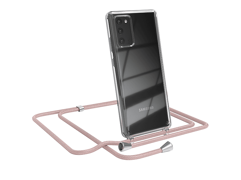 Note CASE / 5G, EAZY 20 mit Samsung, Clear Umhängetasche, Cover 20 Umhängeband, Note Clips Rosé Silber / Galaxy