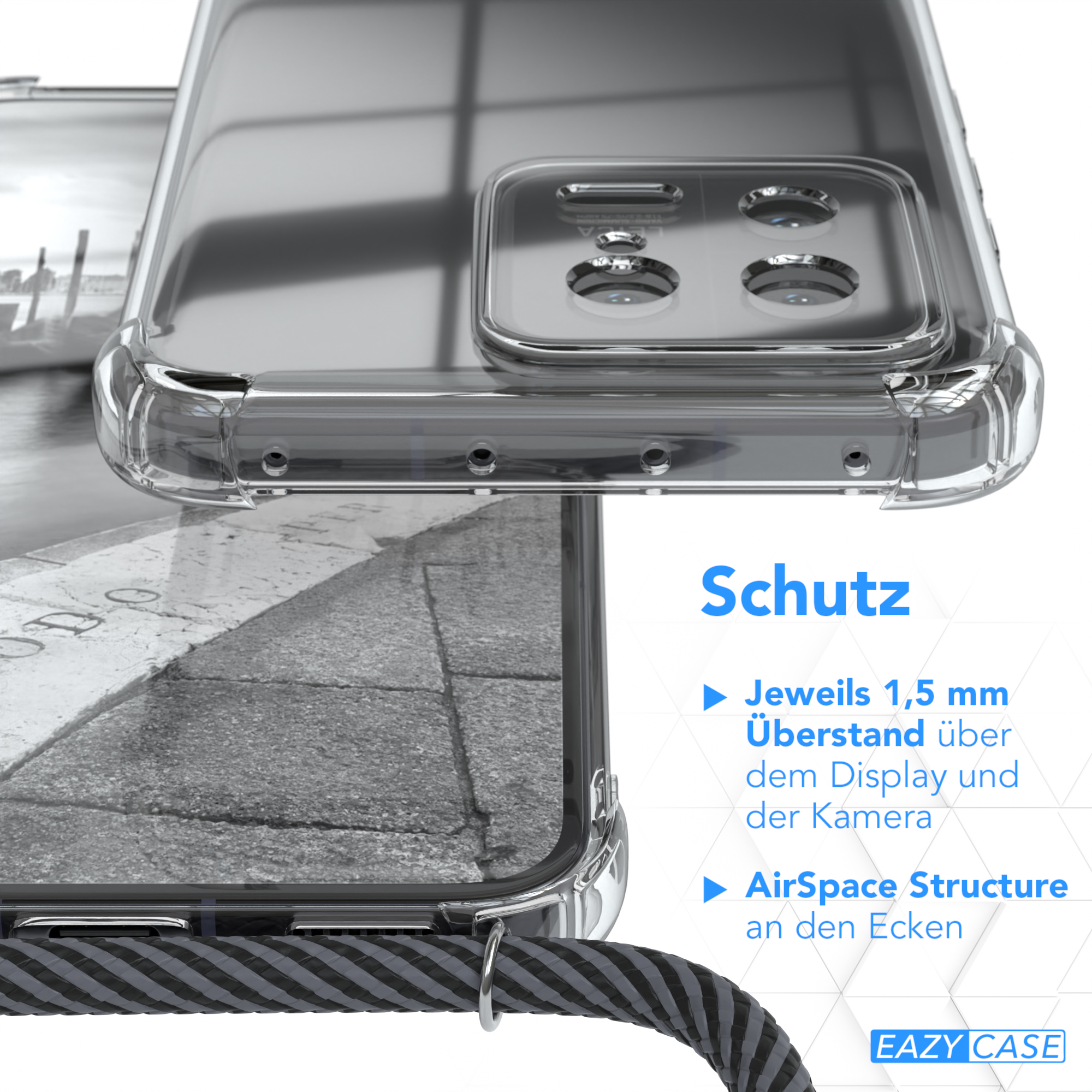 Anthrazit Umhängetasche, 13, CASE EAZY Clear mit Xiaomi, Umhängeband, Cover