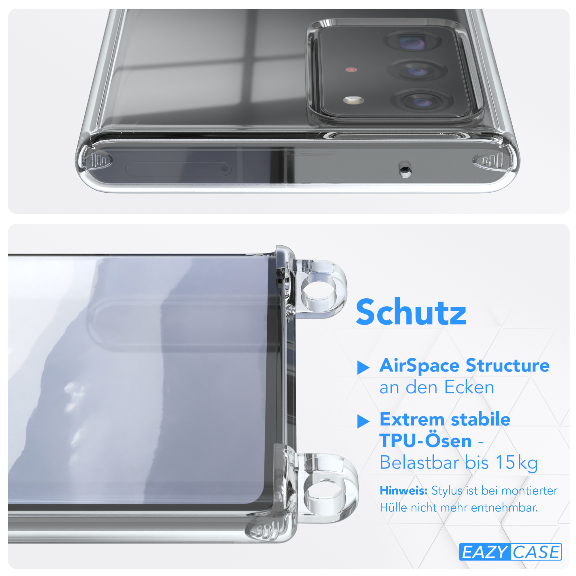 mit Samsung, 5G, Ultra Umhängetasche, Galaxy Clear Ultra CASE 20 Umhängeband, Note EAZY Note / Cover 20 Blau