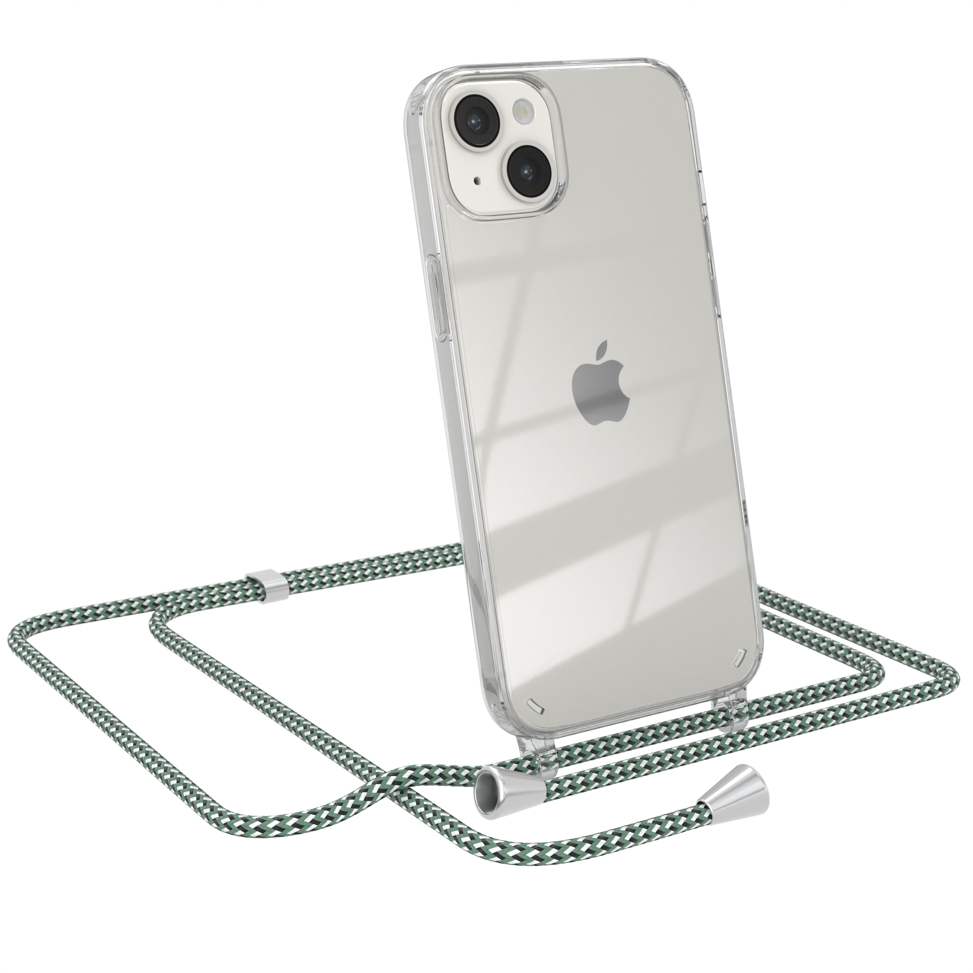 Grün 14 Apple, Umhängetasche, Umhängeband, EAZY Plus, CASE iPhone Clear mit Cover Weiß