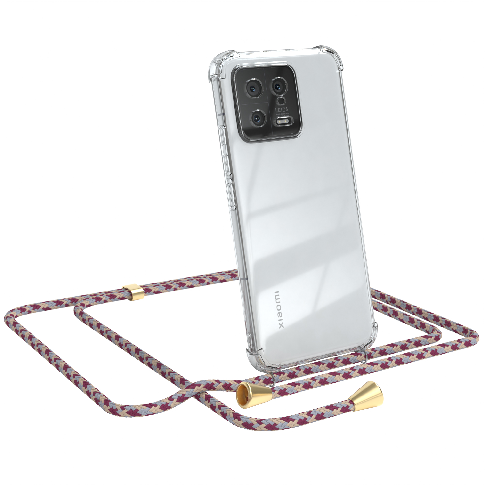 mit 13, Xiaomi, Umhängeband, / Cover EAZY Beige Clear Camouflage Rot Umhängetasche, Gold CASE Clips